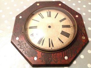 Antique Wall Clock Clock Brass Bezel 23cm And Glass Overall Diameter 32cm