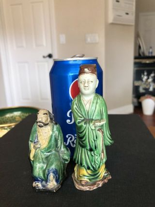 Two Chinese Ceramic Sancai Drip Glaze Figurines
