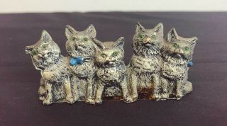 Antique German Cold Painted Cast Metal Cats Kittens Figurine