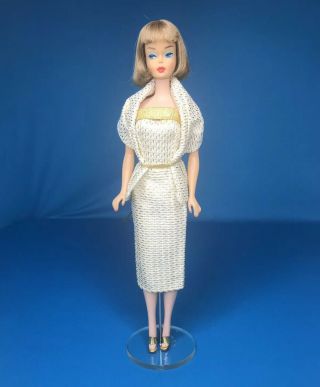 Vintage Barbie Clone Premier Fab Lu Rose Gold Sheath & Wrap Evening Dress