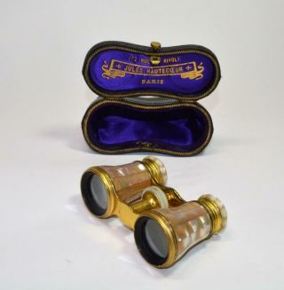 Antique Late 1800s Lemaire Fabt Paris Mother - Of - Pearls Opera Glasses W Case
