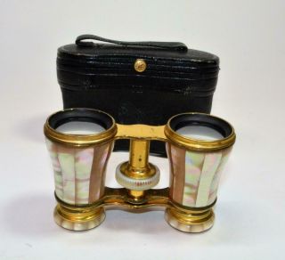 Antique late 1800s Lemaire Fabt Paris Mother - of - Pearls Opera Glasses w case 3