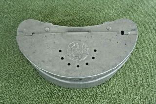 Vintage Old Pal Aluminum Vented Bait Box Worm Holder - Clip On Belt