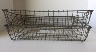 2 Vintage Steampunk Barbee In/out Metal Wire Baskets Trays Rustic Decor Farmhous