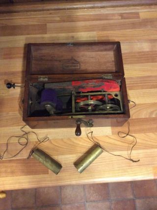 Victorian Electro Shock Therapy Machine Mahogany Case Very Rare Hand Winding