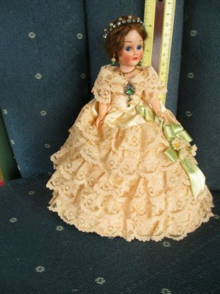 Mod 50s Hp 8 " Hi Heel Queen Elizabeth Doll Ab Crown Gown Nancy Ann Style Show Er