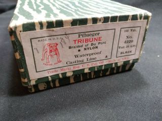 Vintage Pflueger Tribune Casting Line No 4220 20 Lb Blk Empty Dealer Lure Box 19