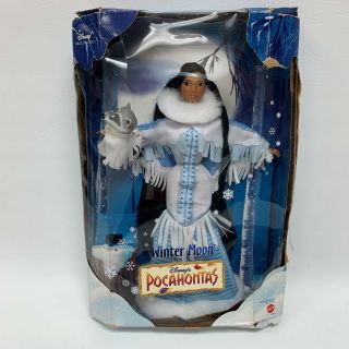 Mattel Disneys Pocahontas Collector Doll Winter Moon Meeko Figure Stand