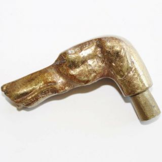 Vintage Solid Bronze Walking Stick Knob,  Greyhound Dog Head Walking Handle Knob
