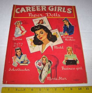 1941 Career Girls Uncut Paper Teenage Toy Doll Cut - Outs Book