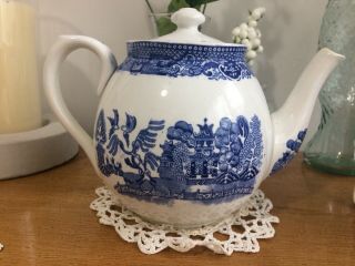 Antique Societe Ceramique Maestricht Crematic Teapot.  “Willow” Pattern. 5