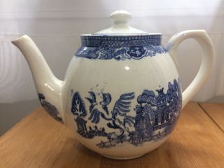 Antique Societe Ceramique Maestricht Crematic Teapot.  “Willow” Pattern. 8