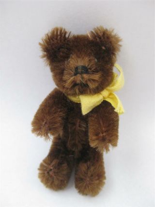Cute Vintage Miniature Schuco 5 - Way Jointed Teddy Bear,  3 1/2 " Brown