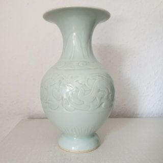 Qing qianlong mark China / Chinese antique Porcelain Celadon Glaze Dragon 2