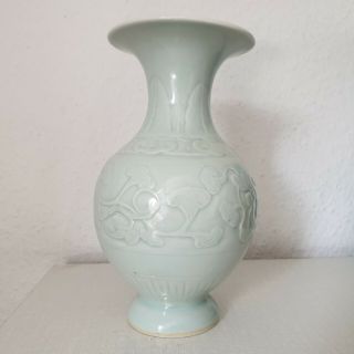 Qing qianlong mark China / Chinese antique Porcelain Celadon Glaze Dragon 6