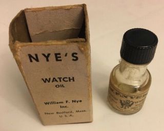 Antique W.  F.  Nye Watch Oil Bottle And Box