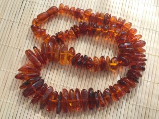 Old Geniune Natural Antique Baltic Vintage Amber Jewelry Stone Necklace Beads
