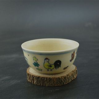 Chinese Ming Dynasty Porcelain Hand Painted Cock Cup Home Decoration