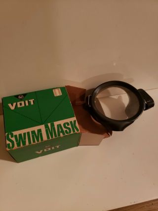 Vintage Nos Amf Voit Scuba Swim Mask - Black W/ Safety Lens - Usa Made B6bk - S