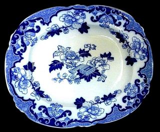 Flow Blue Antique 1880s Large Platter Royal Cauldon Candia Pattern England