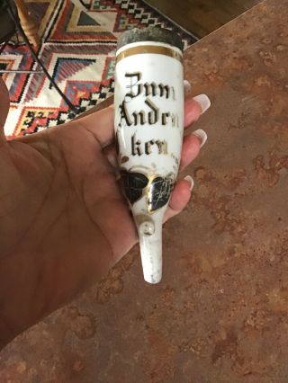 Vintage Antique Hand Painted Porcelain Smoking Pipe