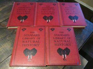 Antique Natural History Book C1911 Standard Library Complete 5 Volume Set Look