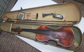 Antique Violin 4/4 Antonius Straduarius Case Bow Plus Repair/parts Vintage 1723