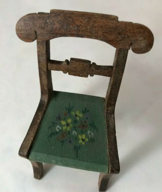 Tynietoy Empire Chair with Green Seat and Hand Painted Flower Bouquet 2