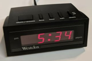 Vintage Westclox Alarm Clock Model No.  66702 Digital Red Lcd Display Electronic