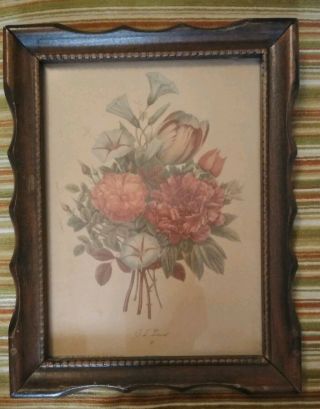 Vintage J L Prevost Floral Bouquet Framed Print 6 X 8 French 1760 - 1810 Very Good