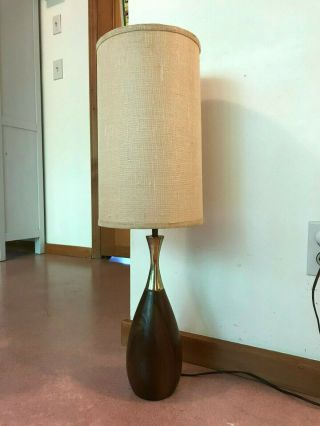 Tony Paul Westwood Industries Walnut & Brass Table Lamp Mid Century Modern Lamp