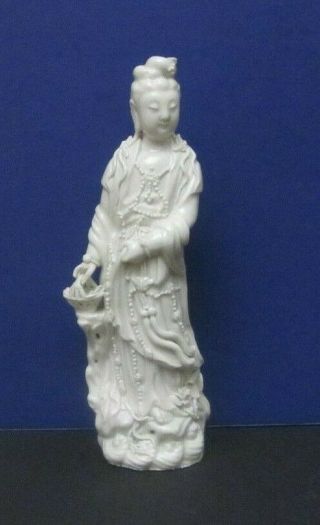 Vintage Blanc De Chine Chinese Lady With Basket And Beads 10 "