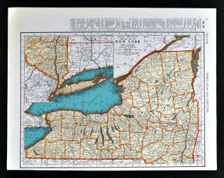 1938 Mcnally Map York Long Island Albany Buffalo Syracuse Rochester Nyc