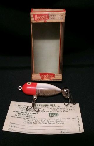 Vintage Heddon Tiny Torpedo 360 Rh Fishing Lure - Box - Instructions