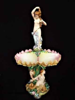 Antique Capodimonte Porcelain Italy Large Figural Table Centre Piece 1850 