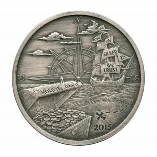 2015 Welcome To Silverbug Island " Hold It,  Own It " Antiqued 1 Oz Silver Round