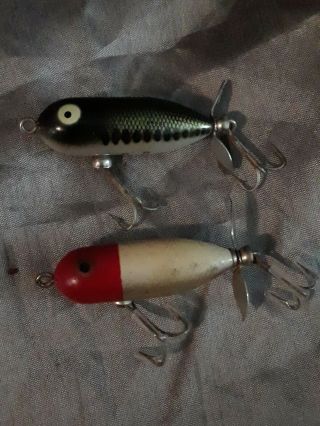 2 Heddon tiny torpedo Lures One Is Old Fishing Tackle Vintage 4