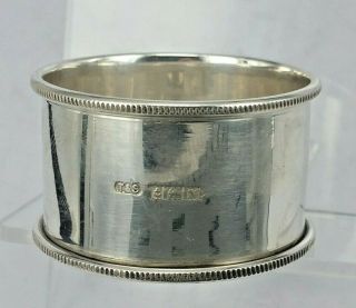 Beaded Edge On A Plain Solid Silver Napkin Ring No Engraving