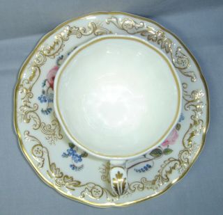 QUALITY ANTIQUE COPELAND & GARRETT TALL CUP & SAUCER H/PAINTED FLOWERS C1840 4