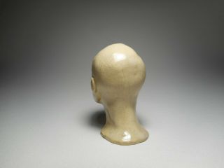 Antique Glazed Yellow Ware Sculpted Pottery Head - Unique American Folk Art 3