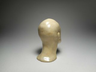 Antique Glazed Yellow Ware Sculpted Pottery Head - Unique American Folk Art 4