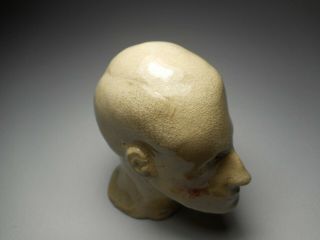 Antique Glazed Yellow Ware Sculpted Pottery Head - Unique American Folk Art 7
