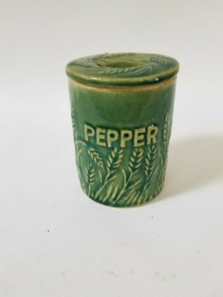 Hull Spice Canister,  Green,  Small,  Antique