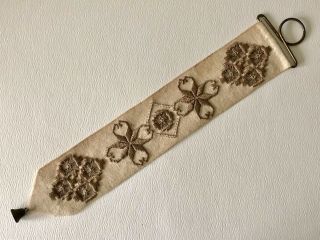 Antique Arts&crafts Hand Embroidered Needle Crewel Cut Work Bell Pull Embroidery