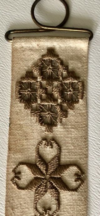 Antique Arts&Crafts Hand Embroidered Needle Crewel Cut Work Bell Pull Embroidery 3