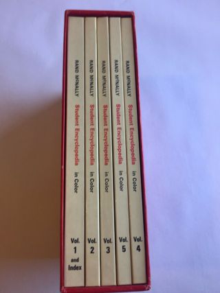 Vintage 1972 Rand Mcnally Student Encyclopedia Set 5 Volumes Vgc Case