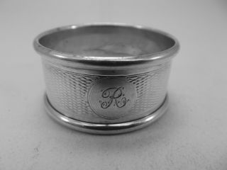 R - Hm Silver Napkin Ring (564a) Birmingham 1920 By George Unite - Engraved R