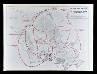 West Point Wwii Map War Japan Attack On Pearl Harbor Honolulu Hawaii Dec.  7 1941