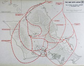 West Point WWII Map War Japan Attack on Pearl Harbor Honolulu Hawaii Dec.  7 1941 2