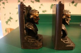 Antique 1920 ' s Bradley and Hubbard Longfellow Bookends,  Cast Iron Bookends 2